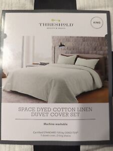Threshold Space Dyed Cotton Linen Duvet Set ~ King ~ Light Gray