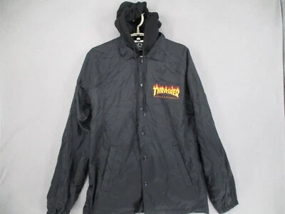 Chaqueta Thrasher Para Hombre Pequeña Negra Con Capucha Skateboarding Cuello a Presión Ligera Foto 1 de 4