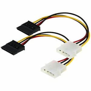 2 x IDE/Molex 4-Pin Male To Serial ATA SATA 15-Pin Female Power Adapter Cable - Picture 1 of 2