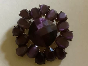 Monet GoldTone Multiple Purple Crystal Stone Large Brooch/Pin - Picture 1 of 4