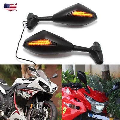 ESPEJOS RETROVISORES LED INTERMITENTES PERSONALIZADOS MOTO HUMO EE. UU. Para Yamaha YZF600R FZ6R R6 R1 Foto 1 de 4