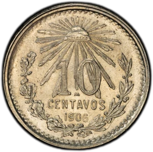 1906-M MEXICO 10 CENTAVOS PCGS MS64 POP 6+26! (59883) - Picture 1 of 2