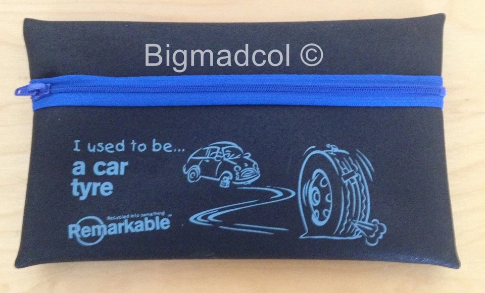 REMARKABLE Bemerkenswerte recycelte Bleistifthülle Ich war früher ein Autoreifen umweltfreundlich NEU - BLAU