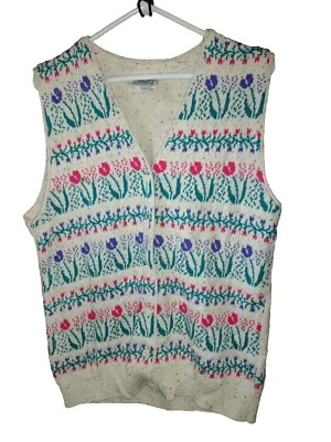 Northern Reflections Suéter Chaleco con Tulipanes Hilo Confeti Talla Mediana Nuevo sin Etiquetas  Foto 1 de 4