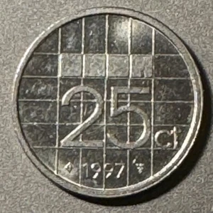 1997 Netherlands 25 Cents Beatrix KM# 204 Unc?. Bx11.54 - Picture 1 of 2