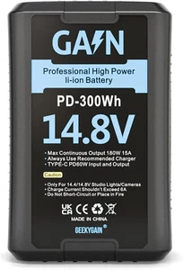 GA!N 14.8V 300Wh High Capacity V Mount Battery for Cameras Lights Monitors - Picture 1 of 9