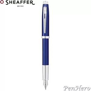 Sheaffer 100 Glossy Blue Lacquer Fountain Pen Medium 9339-0 - Picture 1 of 4