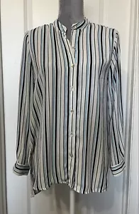 Spense Women’s Sz. SMALL Oversized Blouse Top Blue & White Striped Shirt Tunic - Picture 1 of 6
