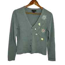 Ann Taylor Merino Wool Embroidered Sweater Cardigan Women Small Button-Up