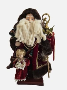 Vintage Christmas 2001 Grandeour Noel collectors Edition Fabric SANTA 16" velvet - Picture 1 of 12