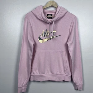 Nike Women's Pink with Gold Logo Funnel Neck Hoodie BQ8849 Size XS; Activewear - Picture 1 of 12