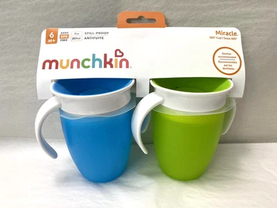 Taza Entrenadora Munchkin Miracle 360 Verde/Azul 7 OZ 2 unidades NUEVA EN PAQUETE Foto 1 de 4