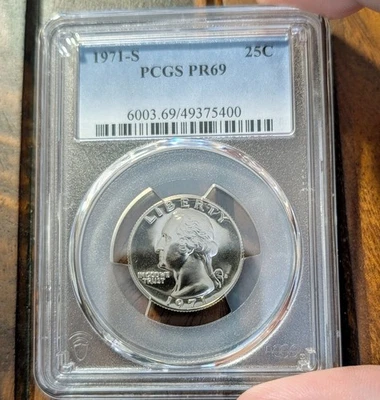1971-S Washington Proof Quarter - PCGS PR69 - Toning - Cameo - Free Shipping! - Image 1 of 3