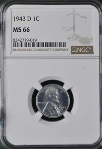 1943 D NGC MS 66 USA / American Lincoln Wheat Cent. - Bild 1 von 2
