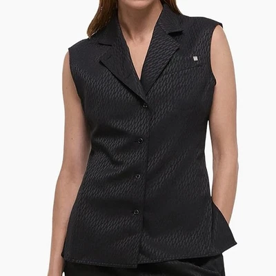 NUEVO Chaleco de Lana Jacquard Tonal Negro Sin Mangas Monograma Helmut Lang Talla 2 Foto 1 de 4