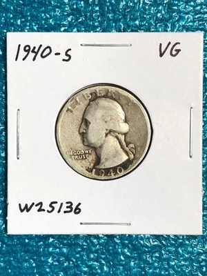 U.S. Coin Silver 90% 1940 S Washington Quarter - Image 1 of 3