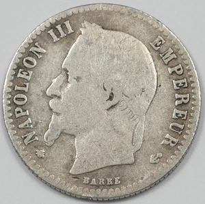 Roughly Dime Size France 1867-A 50 Cents Silver Napoleon III 4556 combine shippi - Picture 1 of 2