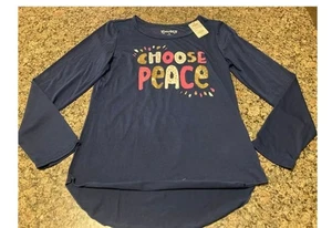 Mädchen NEU Mudd Top Gr. 16 Marineblau Langarm Peace - Bild 1 von 4