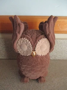 NEW Bath & Body Works Flocked Owl 3 Wick Candle Pedestal Holder Fall Autumn - Picture 1 of 2