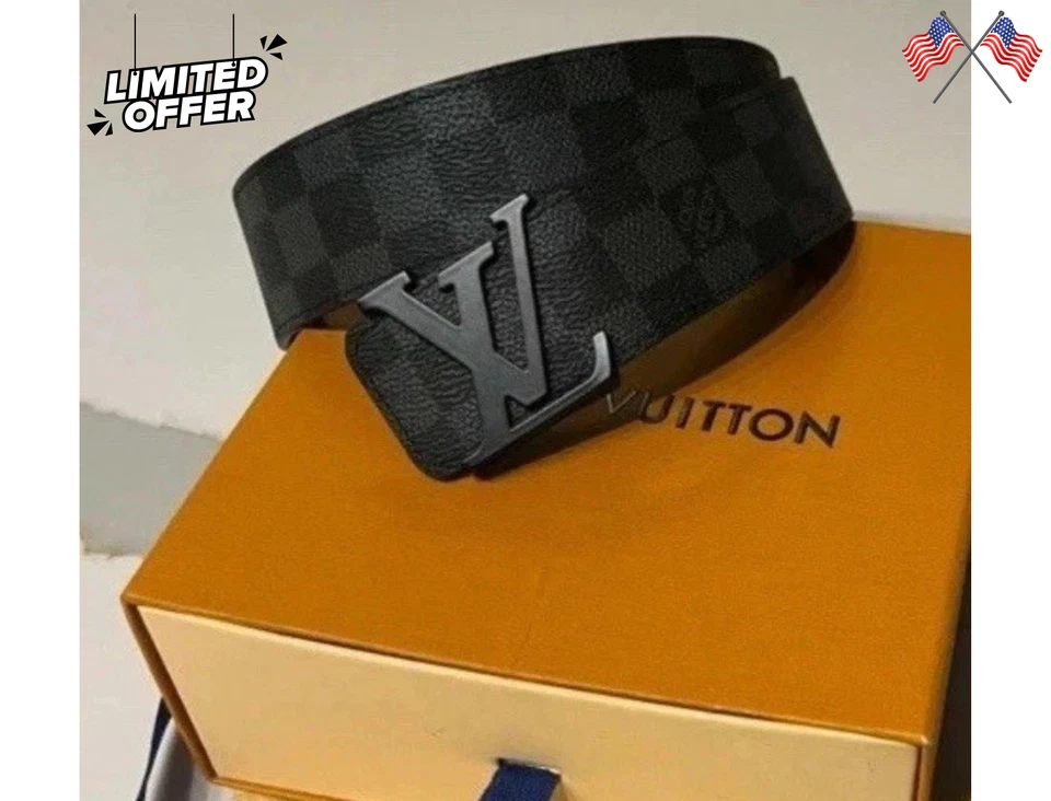 Cinturón Damier de grafito para hombre Louis Vuitton con hebilla LV negra - estilo auténtico Foto 1 de 3