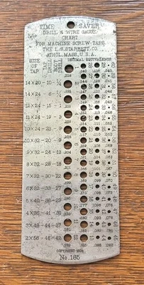 L. S. Starrett Nº Grifos de tornillo 185 para máquina de calibre/gráfico de alambre y ahorro de tiempo Foto 1 de 4