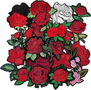 20pcs Floral Iron/Sew-On Patches Rose Embroidery Applique for Clothing Jeans Hat - Picture 1 of 1