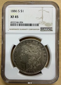 1886-S Morgan Silver Dollar NGC XF-45 Key-Date - Picture 1 of 2