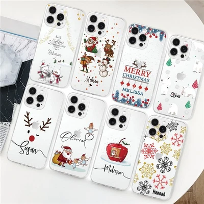 Personalised Name TPU Case For iPhone 16 Plus 15 14 13 17 Pro 12 Christmas Cover - Image 1 of 4