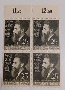 1939 Freie Stadt Danzig Wilhelm Röntgen Wissenschaftler Nobelpreisträger - 4er Block - Bild 1 von 3