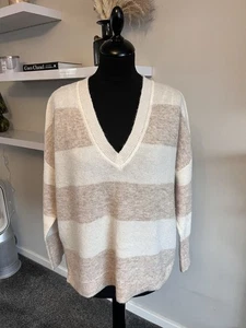 Maglione scollo a V a righe grigio lana alpaca velluto come nuovo MEDIUM M pullover - Foto 1 di 8