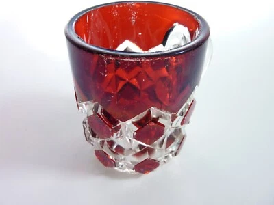 Antique Ruby Stained Block Glass Mug Ruby Flash Button Mug - Image 1 of 4