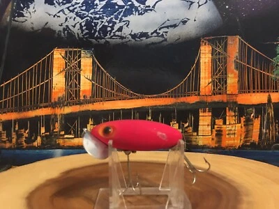 Señuelo de pesca vintage Fred Arbogast Jitterbug 5/8 onzas color raro “Flo Red”... Foto 1 de 4