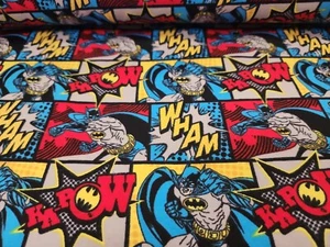 Kapow Batman Cotton Flannel Fabric Camelot Cartoon Super Heros - Picture 1 of 3