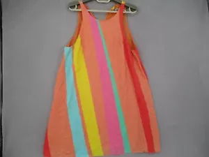 Kookai Dress Womens 40 Orange Yellow Blue Silk Shift Sleeveless Striped - Picture 1 of 14