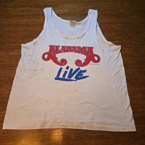 Vintage Tank Top Alabama Live Size XL White 1988 Tour 80s Rock See Measurements - Picture 1 of 10