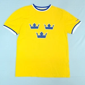 Ice Hockey Shirt Sweden National Team Yellow Mens T-Shirt Small S Swedish Crowns - Picture 1 of 9
