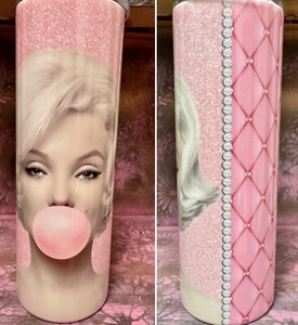 MARILYN MONROE ROSA KAUGUMMI 20 OZ EDELSTAHL BECHER BECHER DECKEL STROHHALM - Bild 1 von 6