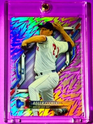 Roger Clemens RARE ACETATE LIGHTNING BOLT REFRACTOR RED SOX TOPPS INVESTMENT! - Image 1 of 4