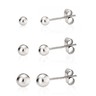 925 Sterlng Slver Hgh Polsh Smooth Round Ball Stud Earrng 7-Sze