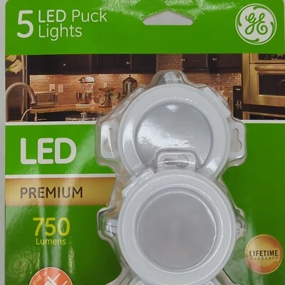 GE LED 5 Puck Light Pack 750 Lumens Linkable Lights New Sealed - Image 1 of 4
