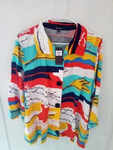 Damee XL Big Button Blouse Women's Nwt abstract Art - Picture 1 of 6