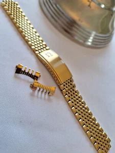 Omega Replacement Beads Of Rice Vintage Watch Strap 18K Yellow Gold Plated- 18mm - Picture 1 of 8