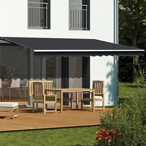 Motorised Outdoor Folding Arm Awning Retractable Sunshade Canopy Grey 4.0mx2.5m - Picture 1 of 7