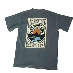 Nature Backs Nova T-Shirt Tee 100% Cotton Logo Short Sleeve Blue Women Small EUC - Picture 1 of 10