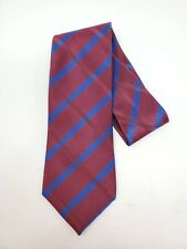 Harold's Mens Necktie Maroon with Blue stripe 100% Silk 59" Long 4" Wide