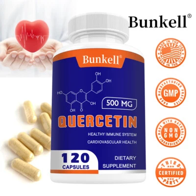 BUNKELL Quercetin 500 mg - Supports Cardiovascular Health, Non-GMO, Gluten Free, Vegan