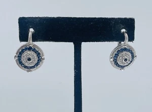 Judith Ripka JR Sterling Silver & 18k Gold Blue & White Sapphire Dangle Earrings - Picture 1 of 7