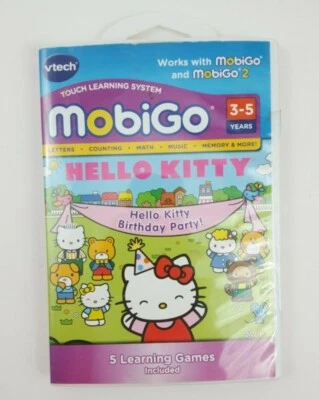 VTech Hello Kitty Birthday Party MobiGo & MobiGo2  Ages 3-5 Learning Games New - Image 1 of 4