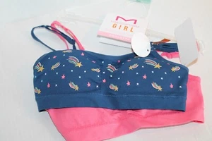 Madenform Girl Bralette 2-Pack Seamless Bras Size Small 6/6X Stars & Solid Pink - Picture 1 of 3