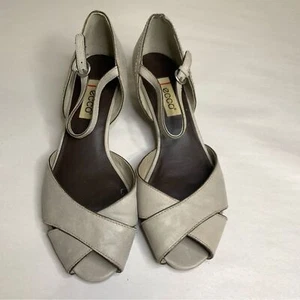 ECCO Gray Leather with Ankle Strap Sandals - Picture 1 of 7